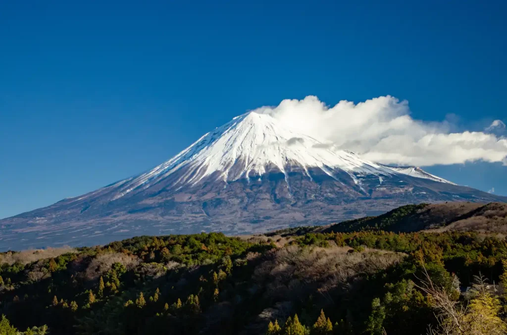 御前崎から富士山本宮浅間大社に行く道中の富士山